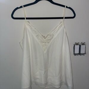 Elegant White Lace Trim Cami Top